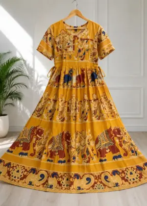 Kalamkari Cotton Umbrella Kurti-HIFI87