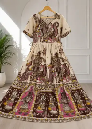 Kalamkari Cotton Umbrella Kurti-HIFI89