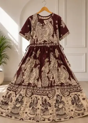 Kalamkari Cotton Umbrella Kurti-HIFI79