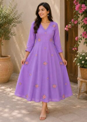 A Line Mul-Chanderi Lavender-HIFI54