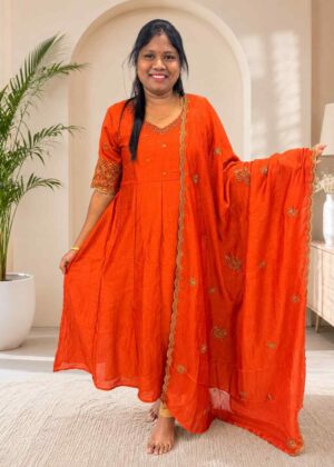 Party Wear A-Line Top with Shawl-HIFI56