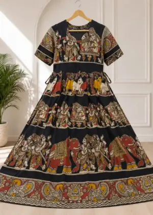 Kalamkari Cotton Umbrella Kurti-HIFI82