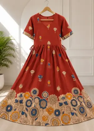 Kalamkari Cotton Umbrella Kurti-HIFI83