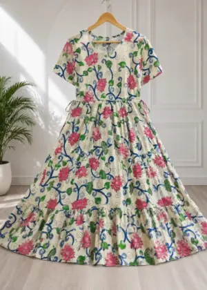 Kalamkari Cotton Umbrella Kurti-HIFI84