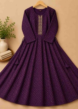 Premium Magenta Colour Party Wear Short Umbrella Kurti-HIFI106