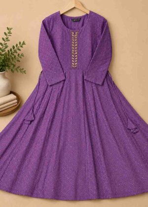Premium Lavender Colour Party Wear Short Umbrella Kurti-HIFI110