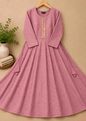 Premium Onion Shade Colour Party Wear Short Umbrella Kurti-HIFI107