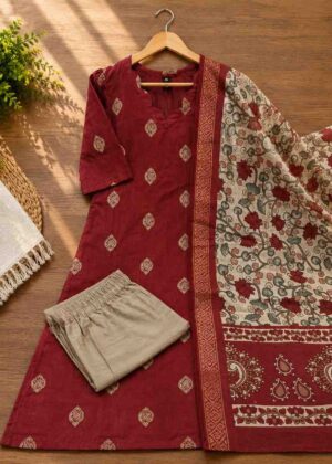 Premium Look Raw Silk 3 Piece Set Kurti-HIFI98