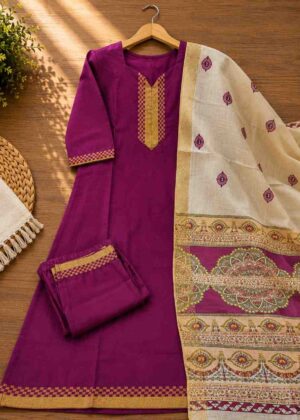 Premium Look Raw Silk 3 Piece Set Kurti-HIFI100