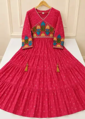 Mul Cotton Fabric With Embroidery Umbrella Top-HIFI59