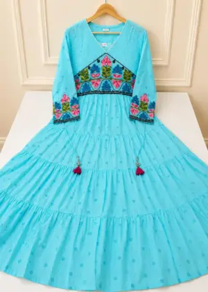 Mul Cotton Fabric With Embroidery Umbrella Top-HIFI61
