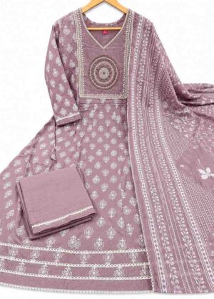 Cotton Printed Anarkali Kurti Pant & Dupatta Set-HIFI313