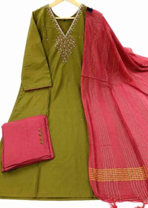 Premium Taffeta Silk Party Wear 3-Piece Set – HIFI239
