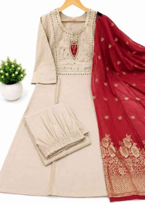 Premium Shimmer 3 Piece Kurti Set with Banarasi Dupatta-HIFI169