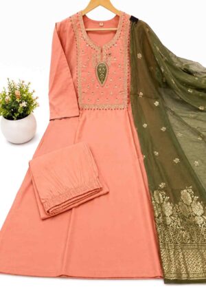 Premium Shimmer 3 Piece Kurti Set with Banarasi Dupatta-HIFI170