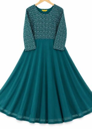Premium Georgette Plus Size Embroidered Umbrella Gown-HIFI271