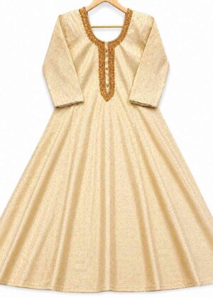 Golden Tissue Short Umbrella Kurti with Stone Work-HIFI308