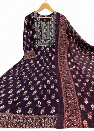 Premium Rayon Cotton Long Umbrella Kurti with Printed Dupatta-HIFI236