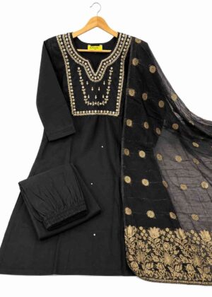 Graceful Roman Silk Kurti Pant & Dupatta-HIFI344