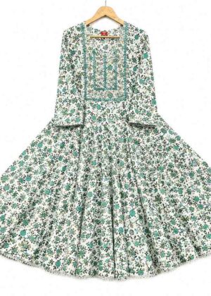 Floral Printed Cotton Umbrella Kurti -HIFI334