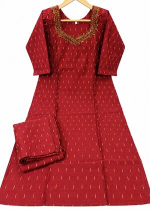 Premium Raw Silk Embroidered 2 Piece Kurti Set – HIFI245