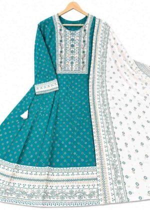 Elegant Rayon Umbrella Kurti with Printed Shawl -HIFI281